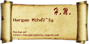 Hargas Mihály névjegykártya